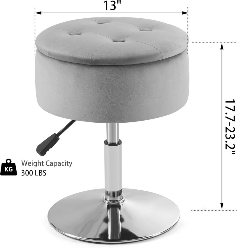 Gitrah Vanity Chair for Makeup Room Vanity Stool for Makeup Room Round Velvet Ottoman Tufted Makeup Chair Vanity Stools for Bathroom Height Adjustable - Image 3